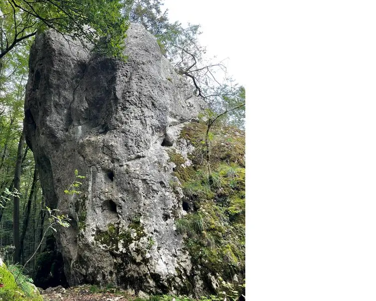 Klettertopo „Alter Weg“ am Fels Blauer Klaus in Altmühltal