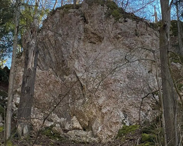 Klettertopo „Mehlblock“ am Fels Schild in Labertal