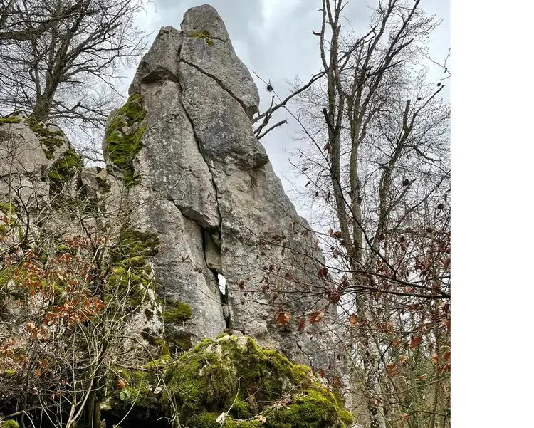 Klettertopo „Zahn Westseite“ am Fels Zahn in Konstein